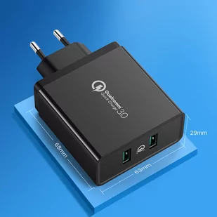 Ładowarka sieciowa do telefonu 2x USB-A 36W QC3.0 - czarna - Ładowarki do telefonów - miniaturka - grafika 4
