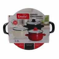 Garnki - Garnek emaliowany z pokrywką 20 cm 3,8 l czarny - miniaturka - grafika 1