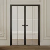 Drzwi wewnętrzne - Drzwi kompletne 2-skrzydłowe z aluminium i szkła hartowanego - wys. 204 x szer. 146 cm - SEROTO - miniaturka - grafika 1