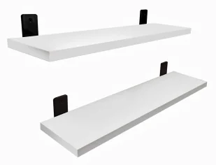 Komplet 2 białych półek ściennych 55 cm K4-H11 - Półki do salonu Komplet 2 białych półek ściennych 55 cm K4-H11 - Półki do salonu - miniaturka - grafika 1