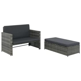 vidaXL 2-cz zestaw wypoczynkowy do ogrodu poduszki rattan PE szary 44483 - Sofy ogrodowe - miniaturka - grafika 1