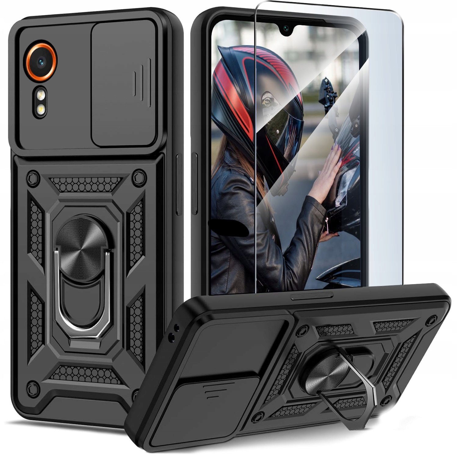Etui do Samsung Galaxy Xcover 7 PANCERNE SLIDE RING CASE + SZKŁO 9H
