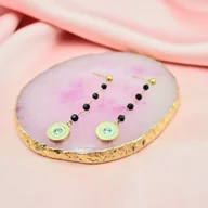 Kolczyki - Kolczyki wiszące z cyrkonią, z czarnymi spinelami stal chirurgiczna 316l - miniaturka - grafika 1