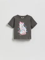 Bluzki dla niemowląt - Reserved - Świąteczny t-shirt z nadrukiem - ciemnoszary - miniaturka - grafika 1