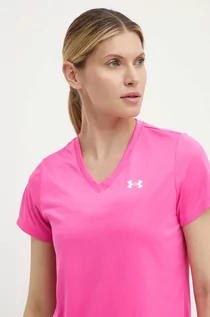 Koszulki sportowe damskie - Under Armour t-shirt treningowy Tech kolor różowy - grafika 1