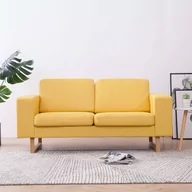 Sofy i kanapy - vidaXL vidaXL Sofa 2-osobowa, tapicerowana tkaniną, żółta - miniaturka - grafika 1