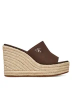 Klapki i japonki damskie - Calvin Klein Klapki Wedge Rope Slide Mg YW0YW01699 Brązowy - miniaturka - grafika 1
