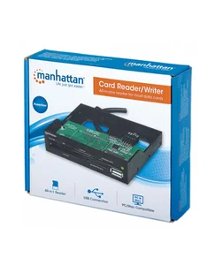 Manhattan Czytnik kart uniwersalny z portem USB 2.0 wewnętrzny 3,5 100915 - Czytniki kart pamięci - miniaturka - grafika 1