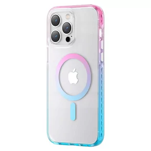 Kingxbar PQY Ice Crystal Series magnetyczne etui iPhone 14 Plus MagSafe różowo-niebieskie - Etui i futerały do telefonów - miniaturka - grafika 1