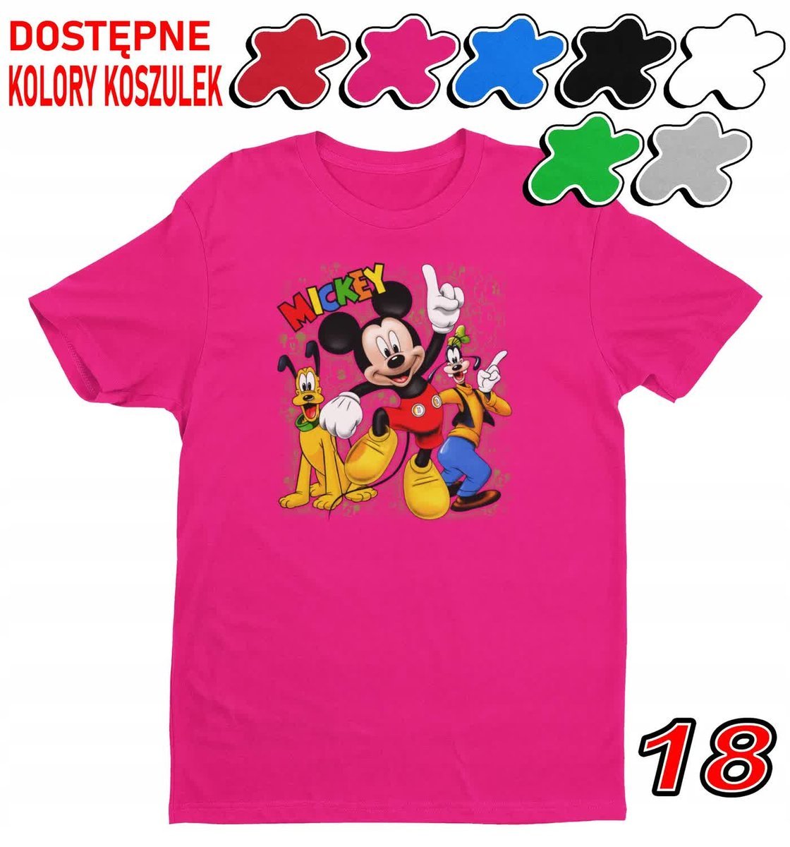 Dziecięca Koszulka Z Nadrukiem Duży Wybór Myszka Miki Różne -M 134-140