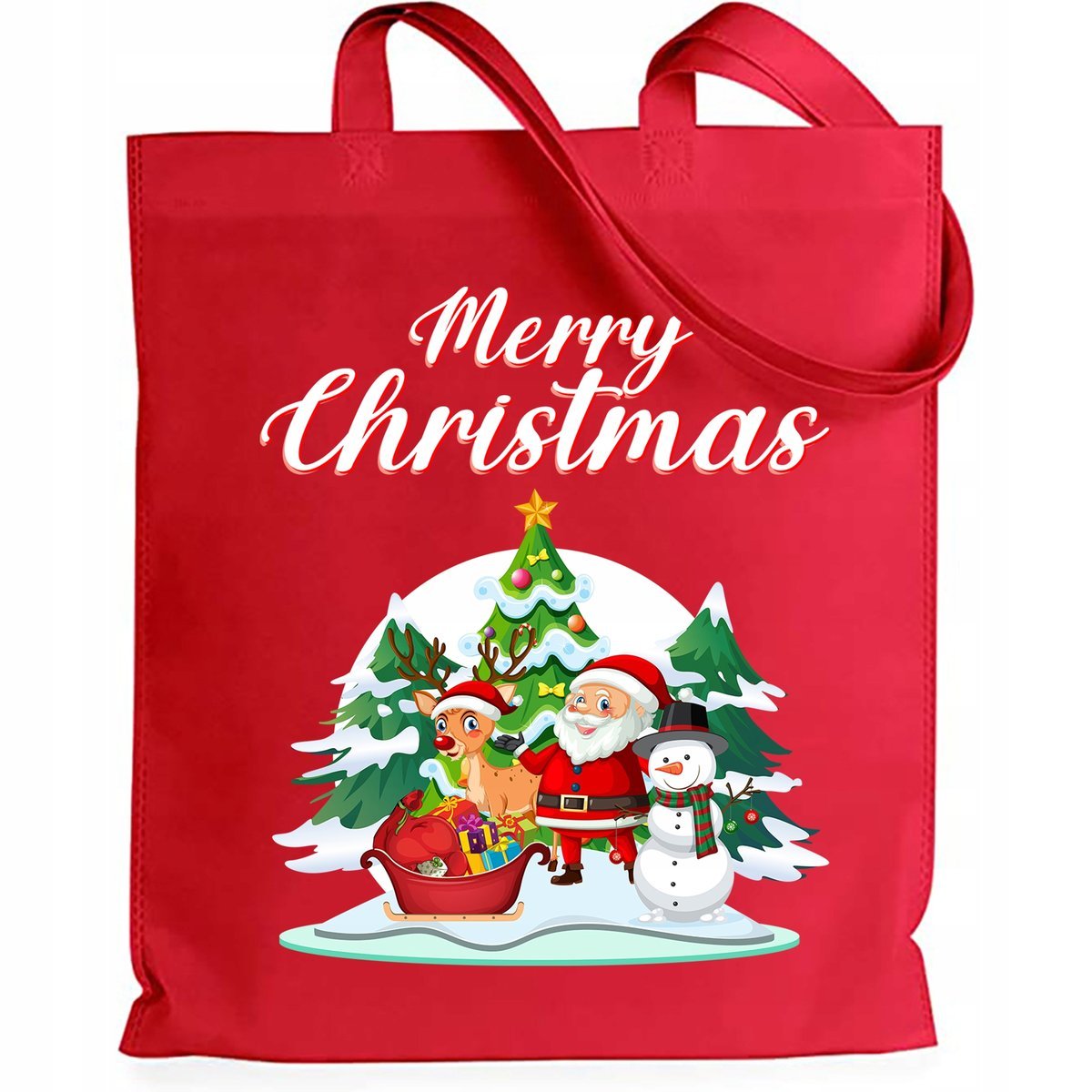 Torba Bawełniana Shoper Świąteczny Prezent Czerwona Merry Christmas Wzory