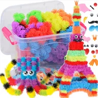 Klocki - KREATYWNE KLOCKI RZEPY CZEPY 400SZT DLA DZIECI ZESTAW DO ZABAWY NA PREZENT - miniaturka - grafika 1