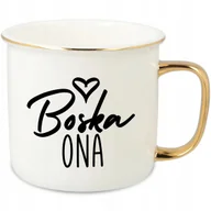 Kubki - KUBEK UCHO RANT ZŁOTY PORCELANOWY RETRO 280ML PREZENT DLA BOSKA ONA WZORY - miniaturka - grafika 1