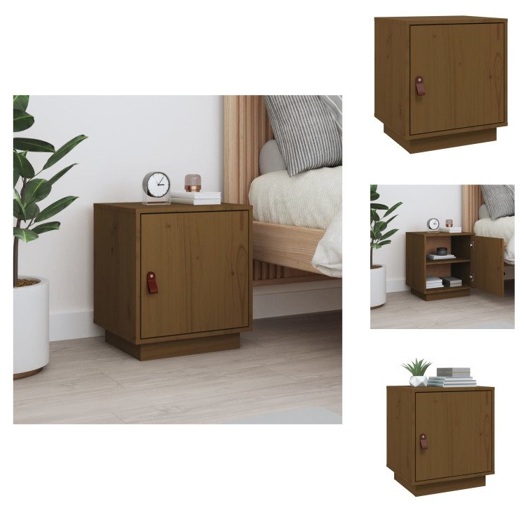 vidaXL Szafka nocna miodowy brąz 40x34x45 cm lite drewno sosnowe - Szafki nocne