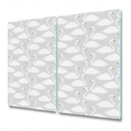 Deski do krojenia - Zestaw Dwóch Szklanych Desek ze Wzorem - Łabędzie białe - 2x30x52 cm - miniaturka - grafika 1