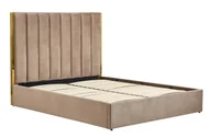 Łóżka - Beżowe tapicerowane welurem łóżko 160x200 cm P6-A29 - miniaturka - grafika 1