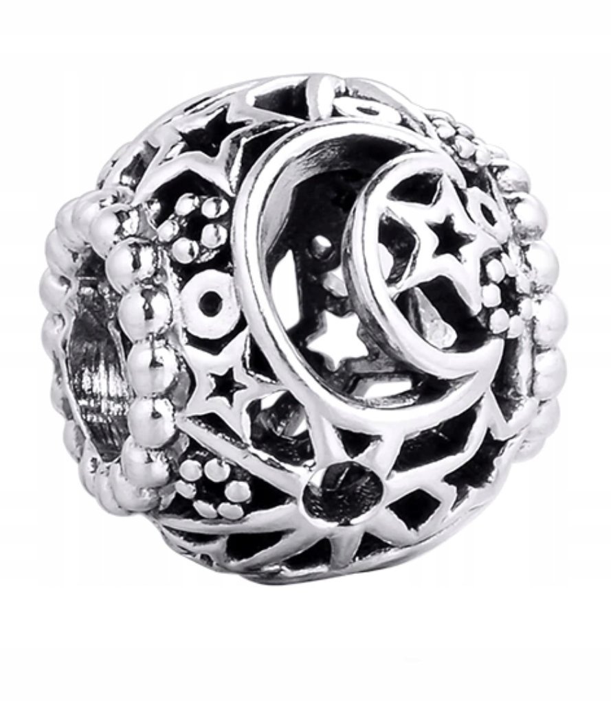 Charms Srebrny Księżyc Gwiazdy Noc Kosmos Moon Półksiężyc SREBRO 925