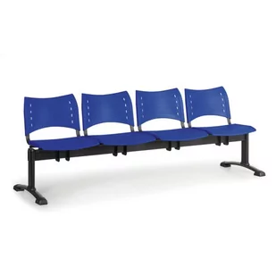 Ławka do poczekalni plastikowa VISIO, 4 siedzenia, niebieski, czarne nogi - Inne meble biurowe - miniaturka - grafika 1