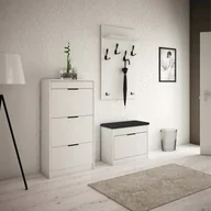 Szafki na buty - Zestaw Mebli Przedpokój Szafka Siedzisko Biały - miniaturka - grafika 1