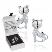 Biżuteria dla dzieci - SREBRNE KOLCZYKI 925 DLA DZIEWCZYNKI KOTKI GRAWER - miniaturka - grafika 1