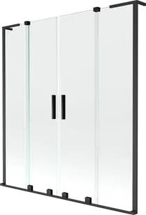 Mexen Velar L Duo parawan nawannowy 2-skrzydłowy rozsuwany 160 x 150 cm, transparent, czarny - 896-160-003-02-70 - Parawany nawannowe - miniaturka - grafika 1