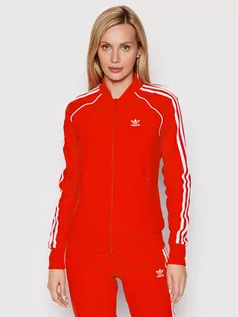 Bluzy damskie - Adidas Bluza Primeblue Sst Track HE9562 Czerwony Standard Fit - grafika 1