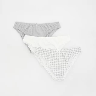 Majtki damskie - Reserved - Bawełniane majtki typu bikini 3 pack - Jasny szary - grafika 1