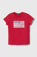 Koszulki dla dziewczynek - United Colors of Benetton t-shirt bawełniany dziecięcy kolor różowy - miniaturka - grafika 1