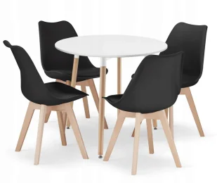 Biały stół + 4 nowoczesne czarne krzesła K6-S74 - Stoły - miniaturka - grafika 1