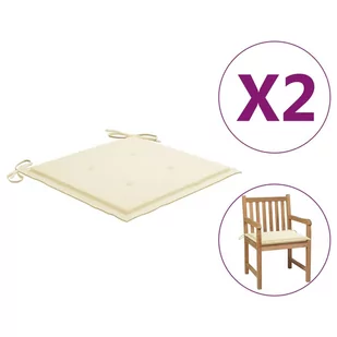 vidaXL Poduszki na krzesła ogrodowe, 2 szt., kremowe, 50x50x3 cm - Poduszki ogrodowe - miniaturka - grafika 1
