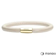 Bransoletki - Beżowa, damska bransoletka ze skóry - Manoki - miniaturka - grafika 1