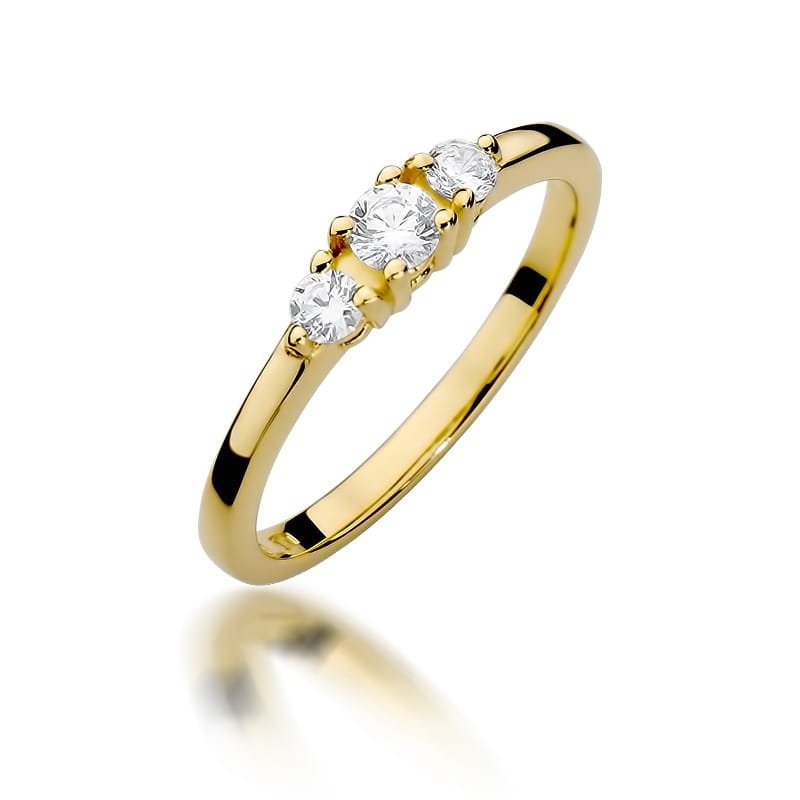 Złoty pierścionek Diament 0,15ct żółte złoto pr. 585