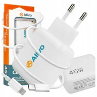 Ładowarki do telefonów - SZYBKA ŁADOWARKA SIECIOWA 45W GaN USB-C TYPU C PD QC-3 KOSTKA + KABEL LIGHT - miniaturka - grafika 1