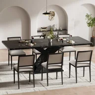 Stoły - Czarny rozkładany stół jadalny 120–160 cm, nowoczesny stół kuchenny, solidna konstrukcja, 6 miejsc - miniaturka - grafika 1