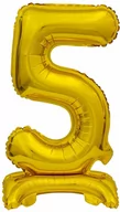 Balony i akcesoria - Balon foliowy stojący cyfra 5 złota - 38 cm - miniaturka - grafika 1