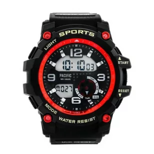 Zegarek Elektroniczny czarno-czerwony zegarek Pacific 342G-2 - Zegarki męskie - miniaturka - grafika 1