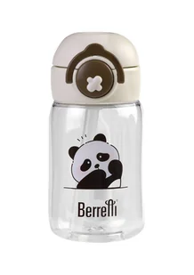 BERRETTI Butelka na wodę ze słomką dla dzieci 360ml Bidon TRITAN beż brąz - Bidony dla dzieci - miniaturka - grafika 1