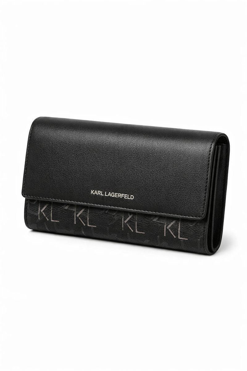 KARL LAGERFELD CZARNY PORTFEL Z WZOREM LOGO KLASYCZNY 19 x 9.5 x 3 1I4A