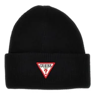 Czapki damskie - Damska Czapka zimowa GUESS BEANIE PATCH TRIANGOLO AW5234VIS01-BLA – Czarny - miniaturka - grafika 1