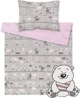 Pościel dla dzieci - Pościel do łóżeczka niemowlęca dziecięca poszewki 135x100 - Miś i zebra róż - miniaturka - grafika 1