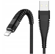 Kable USB - Kabel DO IPHONE SZYBKIE ŁADOWANIE nylon 2m czarny Przewód do ładowania Telefonu - miniaturka - grafika 1