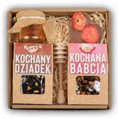 Zestawy upominkowe - Zestaw Prezentowy Upominek Dzień Babci I Dziadka, Herbaty, Miód I Czekolada - Box - miniaturka - grafika 1