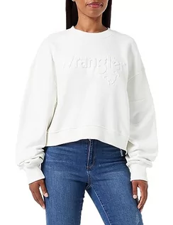 Bluzy damskie - Wrangler Damska bluza Puffy Crew Sweat, Worn White, XS - grafika 1