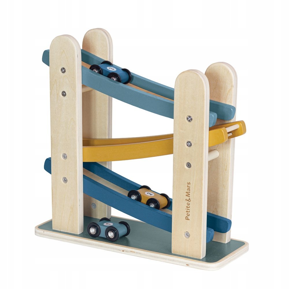 Petite&Mars Drewniana zabawka zjeżdżalnia z autkami tor Wood of Mars 18M+