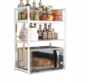 PÓŁKA KUCHENNA pod mikrofalówkę SZAFKA ORGANIZER BIAŁA 3poziomy 48cm REGAŁ - Szafki kuchenne - miniaturka - grafika 1