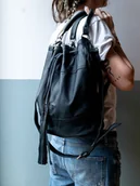 Torebki damskie - Duży worek z płaszcza skórzanego - upcykling - miniaturka - grafika 1