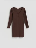 Moda i Uroda OUTLET - Reserved - Bawełniana koszula nocna - brązowy - miniaturka - grafika 1