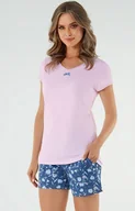 Piżamy damskie - Piżama damska na krótki rękaw różowa Tulip, Kolor różowo-niebieski, Rozmiar S, Italian Fashion - Intymna - miniaturka - grafika 1