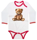 Body dla niemowląt - Body dziecięce Siedzący Pluszowy Miś Różowa Wstążka Dzień Misia 86/92 - miniaturka - grafika 1