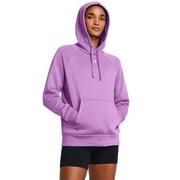 Koszulki sportowe damskie - Damska bluza dresowa nierozpinana z kapturem Under Armour UA Rival Fleece Hoodie - fioletowa - UNDER ARMOUR - miniaturka - grafika 1